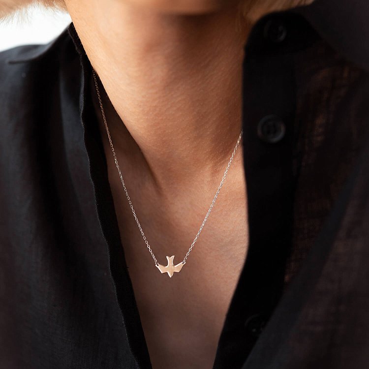 Серебряное колье "Ласточка" 181004 от ювелирного магазина Оникс - 11