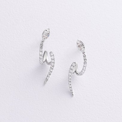 Золотые серьги - пусеты "Змеи" с бриллиантами сб0578ca