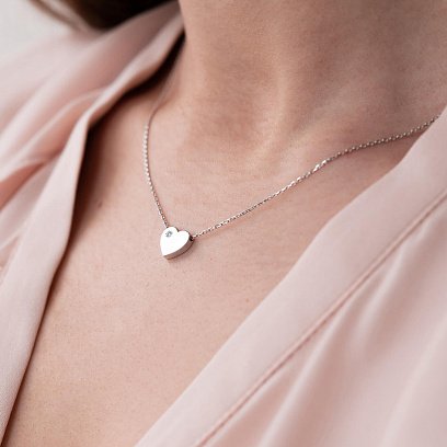 Золоте кольє "Серце" з діамантом колб0062y №4