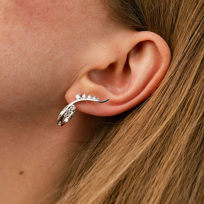 Сережки "Гілочки" з фіанітами (біле золото) с04335 №4