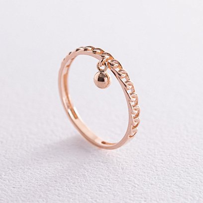 Кольцо "Цепочка с шариком" в красном золоте к07186