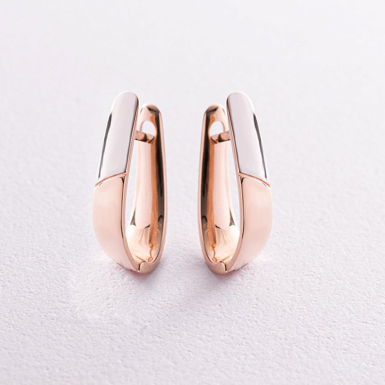 Сережки на англійській застібці (червоне та біле золото) с05422 від ювелірного магазину Онікс