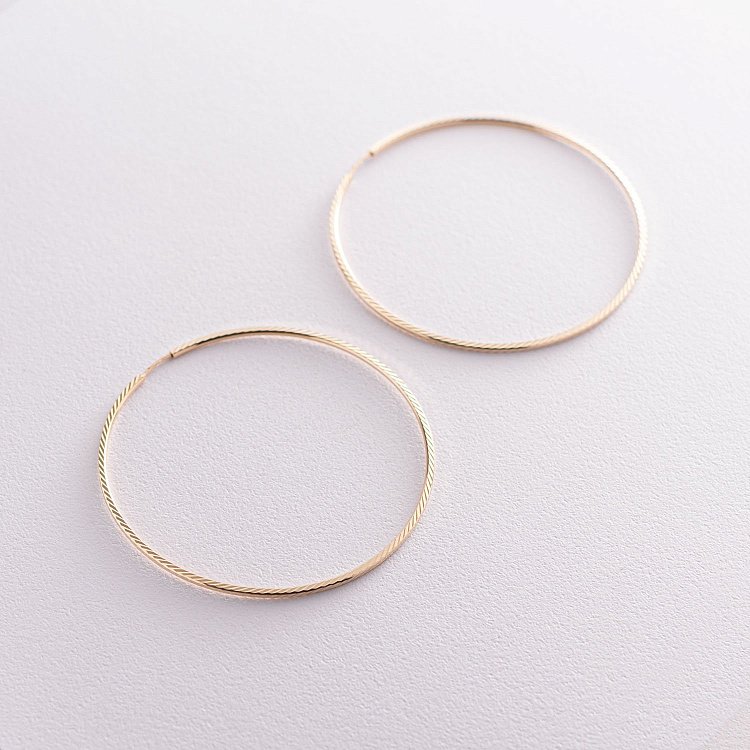 Серьги - кольца в желтом золоте (6.2 см) с07191 от ювелирного магазина Оникс - 4