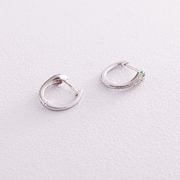 Золотые серьги "Змеи" с бриллиантами и изумрудами сб0434ca от ювелирного магазина Оникс - 2