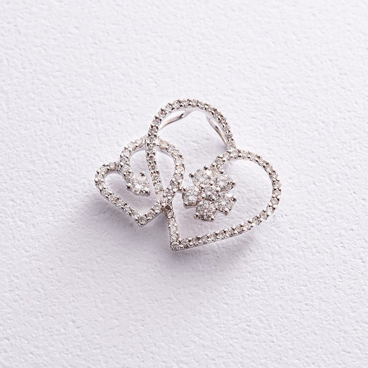 Золотая подвеска "Сердечки" с бриллиантами пкит290 от ювелирного магазина Оникс