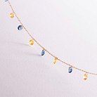 Золотое колье "Украинка" (синие и желтые фианиты) кол02538 от ювелирного магазина Оникс - 13
