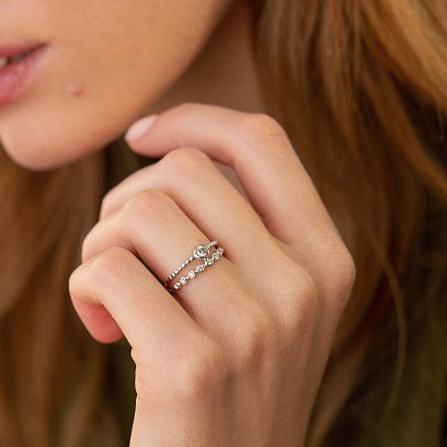 Серебряное кольцо с фианитами 1225/1р-CZ №4