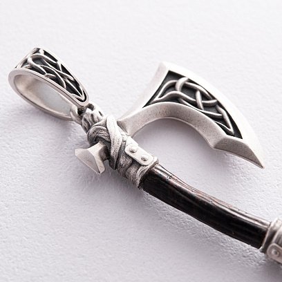 Серебряный кулон "Секира Перуна" с эбеном 1124 №11