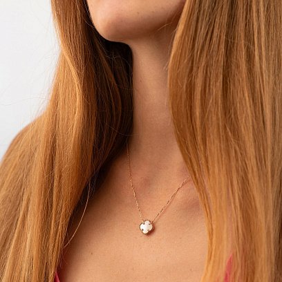 Колье из красного золота "Клевер" (перламутр) кол01664 №2