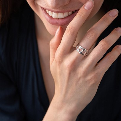 Срібна каблучка "Ромби" 112607 №5