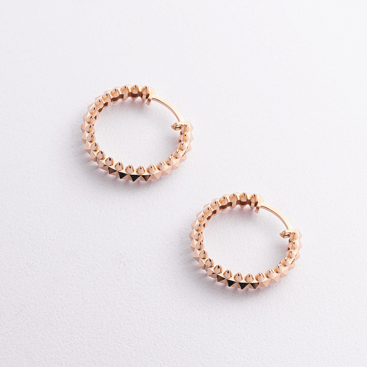 Серьги - кольца в красном золоте с08618 от ювелирного магазина Оникс - 1