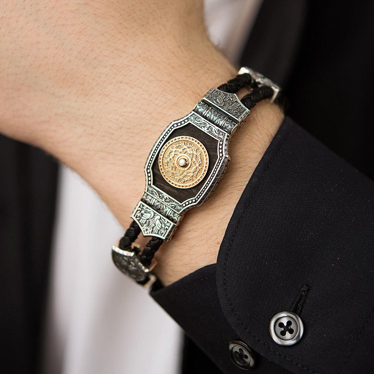 Серебряный браслет "Армянская Звезда" (эбеновое дерево) 817 от ювелирного магазина Оникс - 5