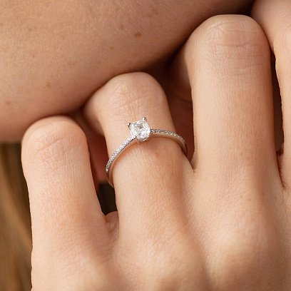 Заручальна каблучка з діамантами (біле золото) 235451121 №2