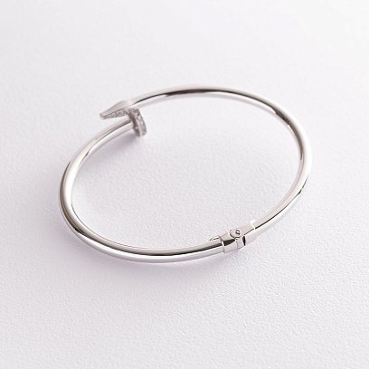 Браслет "Гвоздь" в белом золоте (фианиты) б03794 №4