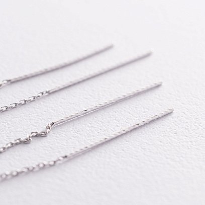 Серьги-протяжки в белом золоте с07109 №3