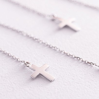 Золоті сережки - протяжки "Хрестики" с07706 №4