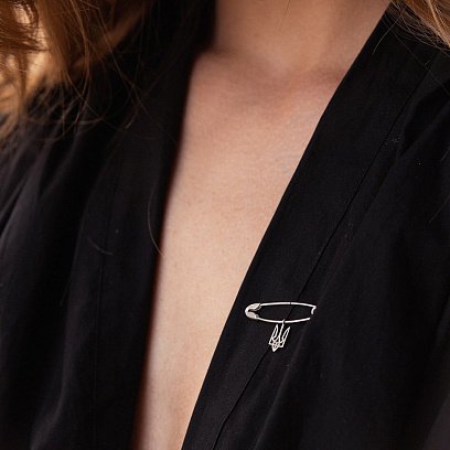 Серебряная булавка "Герб Украины - Тризуб" 21055 №4