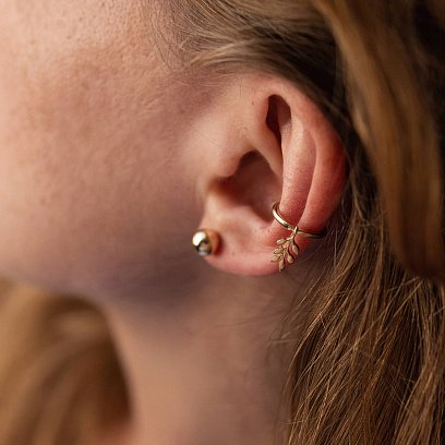 Серьги - пусеты "Шарики" в желтом золоте (6 мм) с06755 №8