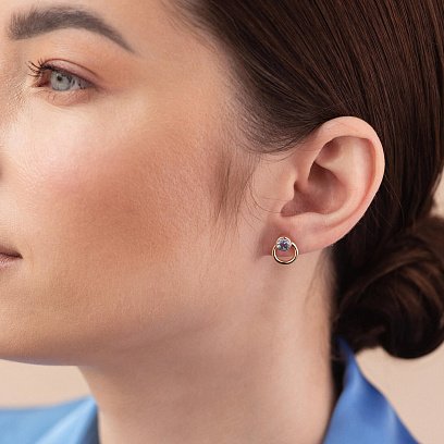 Сережки - пусети "Ейпріл" з топазами (жовте золото) с08225 №9