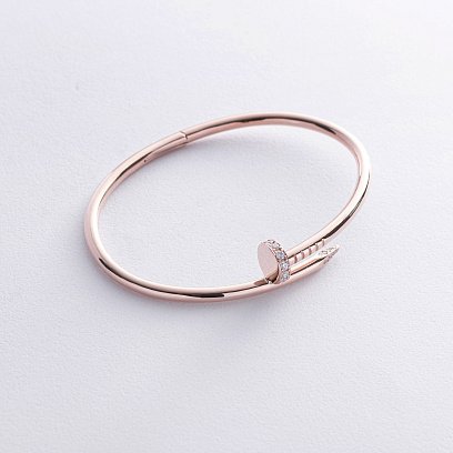 Жорсткий золотий браслет "Цвях" (діаманти) бб0037м