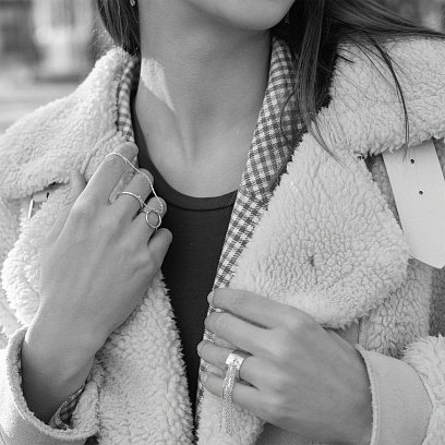 Срібна подвійна каблучка на ланцюжку 112626 №2