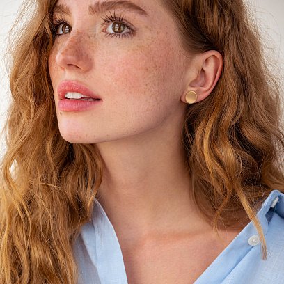 Золоті сережки-пусети "Кружечки" с06464 №2