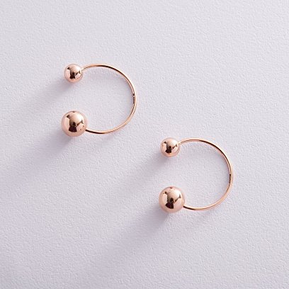 Сережки "Хельга" з кульками (червоне золото) с08234