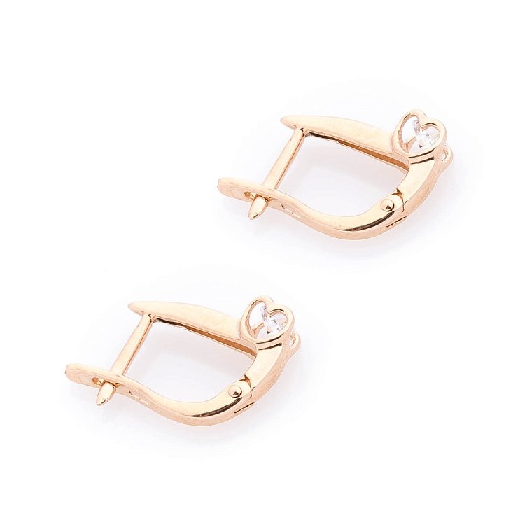 Золотые серьги "Сердечки" на английской застежке с04484 - 2 Золотые серьги "Сердечки" на английской застежке с04484 от ювелирного магазина Оникс - 2