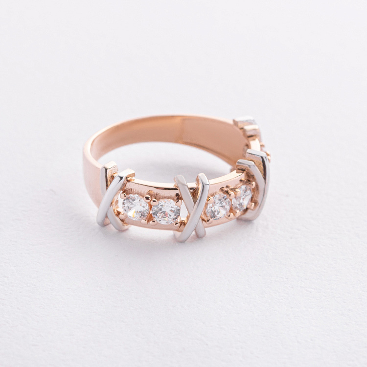 Каблучка "Rosie" з фіанітами (червоне золото) к08186 від ювелірного магазину Онікс - 1