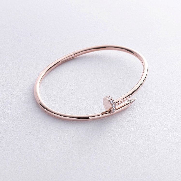 Жорсткий золотий браслет "Цвях" (діаманти) бб0037м від ювелірного магазину Онікс