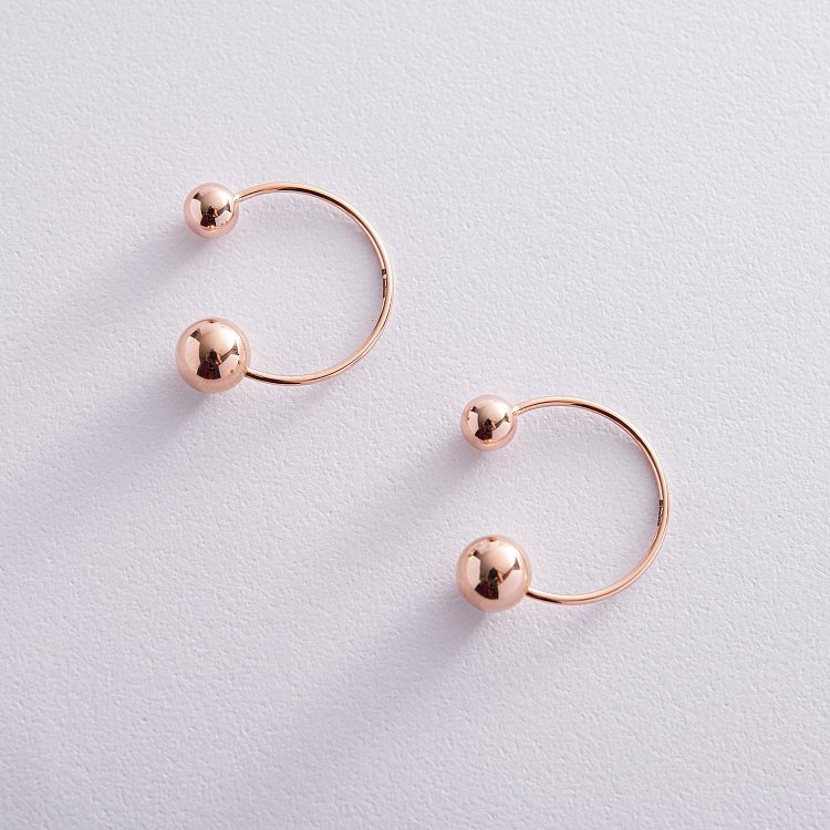 Сережки "Хельга" з кульками (червоне золото) с08234 від ювелірного магазину Онікс