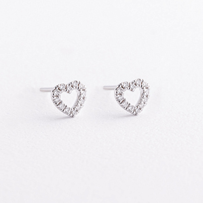 Золоті сережки - пусети "Сердечки" з діамантами сб0673ca