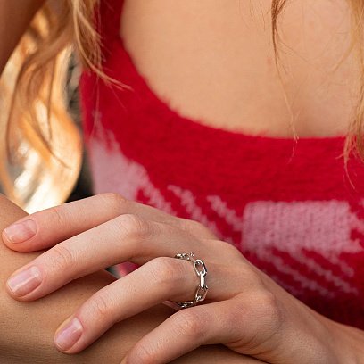 Серебряное кольцо "Цепочка" 112606 №5