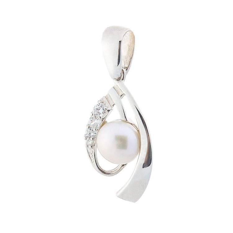 Срібний кулон (культ. прісн. перли, фіаніти) 131535 від ювелірного магазину Онікс