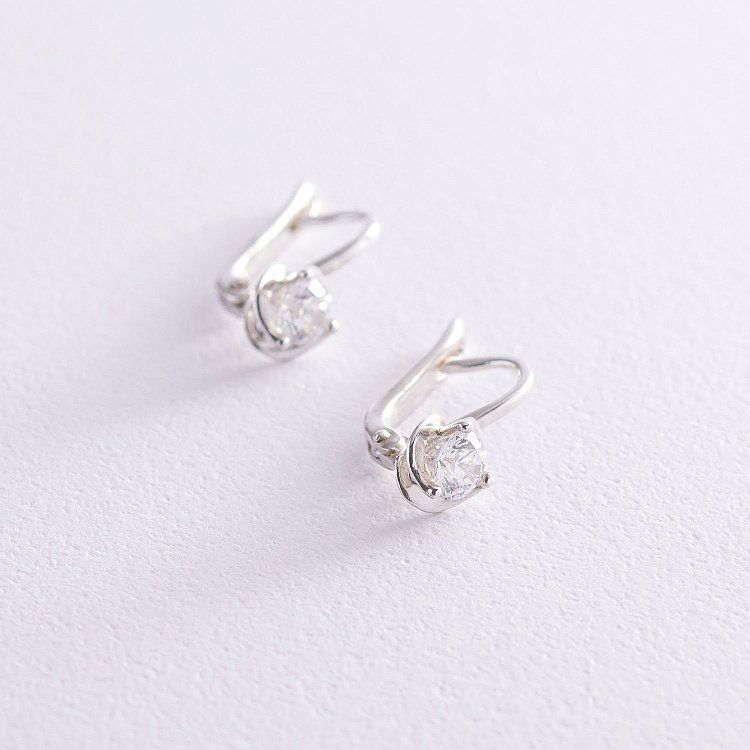 Серебряные серьги (фианит) 12917 от ювелирного магазина Оникс