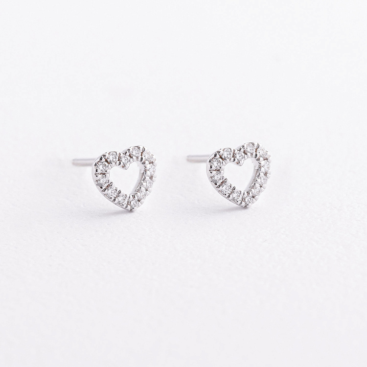 Золоті сережки - пусети "Сердечки" з діамантами сб0673ca від ювелірного магазину Онікс