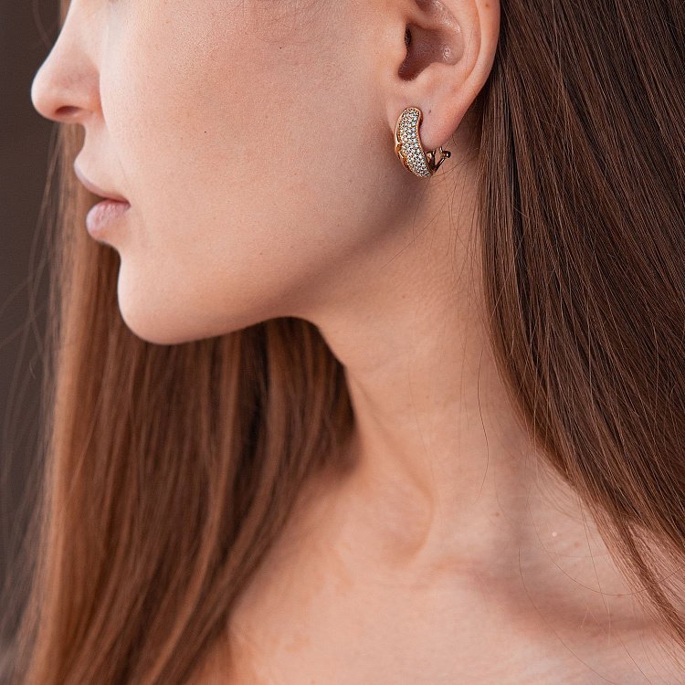 Золоті сережки з діамантами кит0590 від ювелірного магазину Онікс - 1