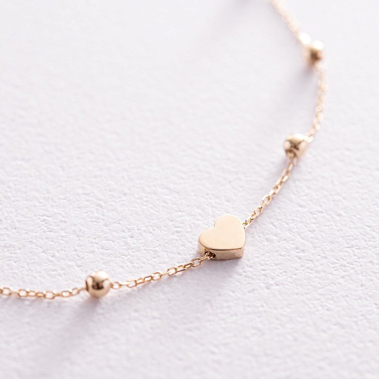 Браслет "Сердечко" в желтом золоте б05182 от ювелирного магазина Оникс - 2