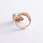 Золотое кольцо "Змея" (эмаль, фианит) к06644 от ювелирного магазина Оникс - 1