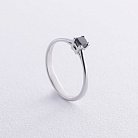 Помолвочное кольцо с черным бриллиантом (белое золото) 236401122 от ювелирного магазина Оникс