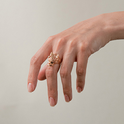 Каблучка "Пантера" в жовтому золоті (фіаніти) к08248 №2