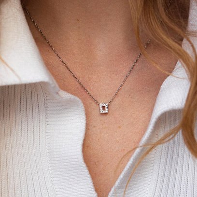 Срібне кольє з літерою "О" з фіанітами 1103 О №2