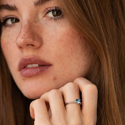 Срібна каблучка з топазом "Лондон Блакитний" 1851/1р-QLB №4