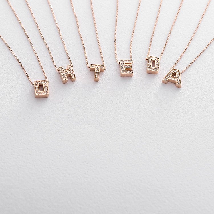 Золотое колье с буквой "К" (фианиты) кол01255К от ювелирного магазина Оникс - 2