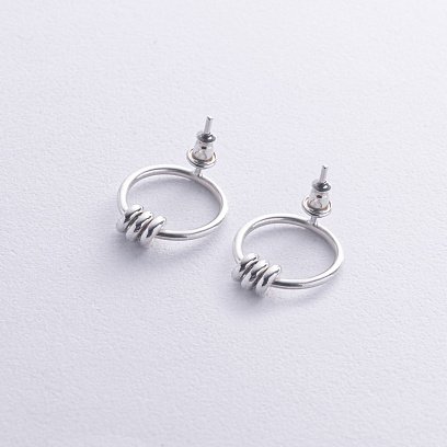 Серебряные серьги - пусеты "Интрига" 122654 №5