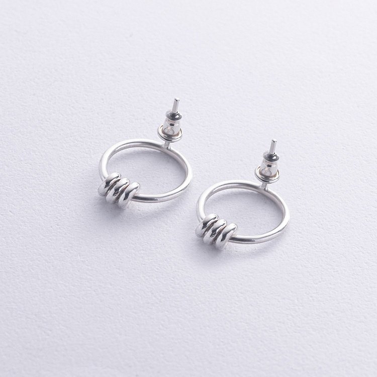 Серебряные серьги - пусеты "Интрига" 122654 от ювелирного магазина Оникс - 4