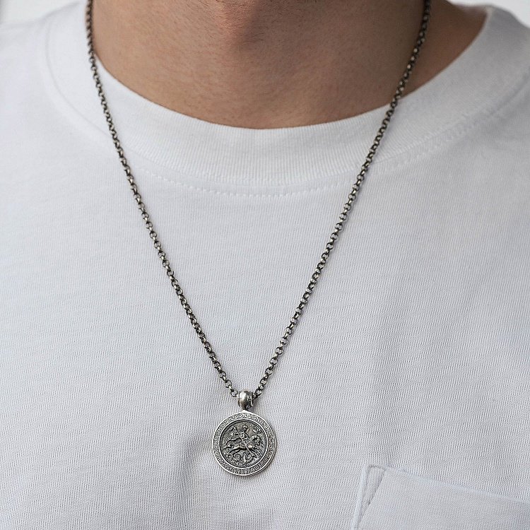 Серебряная подвеска "Геогрий Победоносец" 13369 от ювелирного магазина Оникс - 1