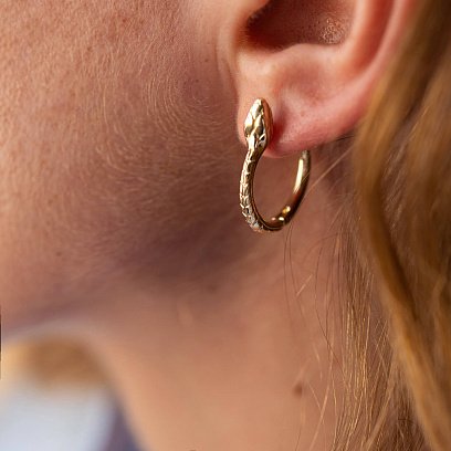 Сережки "Змії" у жовтому золоті с08030 №4