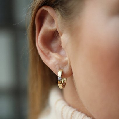 Золоті сережки-кільця з фіанітом с06456 №6