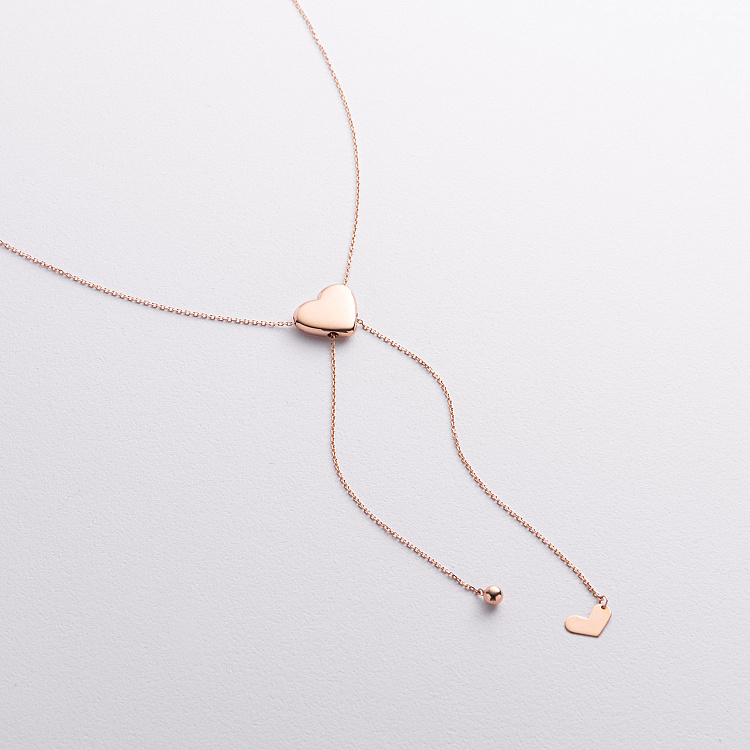 Кольє - краватка "Серце" в червоному золоті (регульована довжина) 860609 від ювелірного магазину Онікс